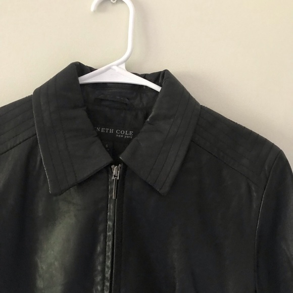 Ladies Kenneth Cole Black Leather Jacket-size small - Picture 3 of 8